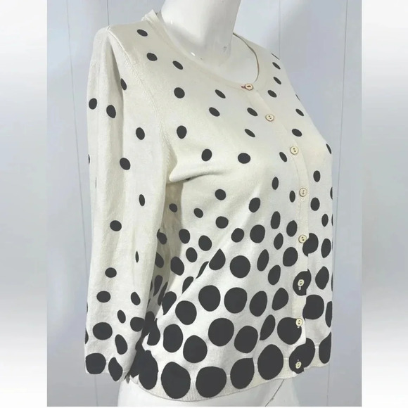 Talbots Oprah Magazine Collection Black Ivory Polka Dots Cardigan Sz S P… - Picture 2 of 6